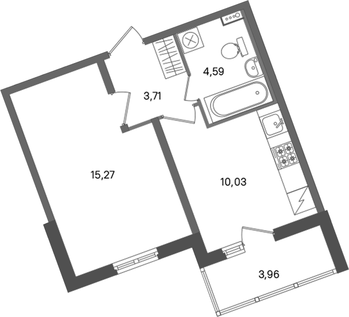 1-комнатная квартира 33.6 м², 1/11 эт., ЖК «ПАТИО. Уютный квартал»